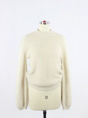 Aritzia LITTLE MOON Gardenia Ivory Mohair Wool Lantern Sleeve Sweater, Size XXS